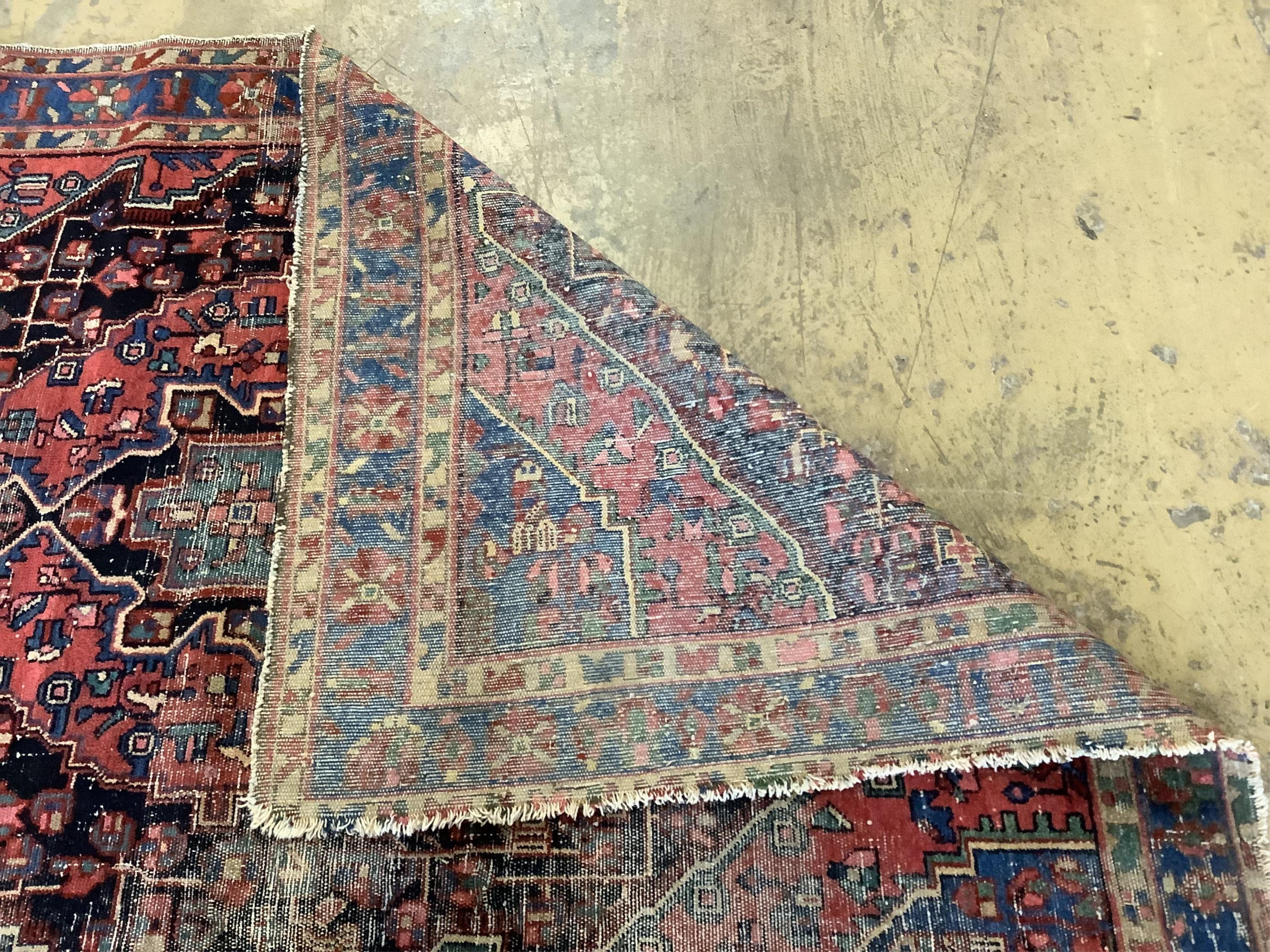 A Hamadan rug, 215 x 130cm and a Malayer rug, 190 x 125cm. Condition - poor to fair